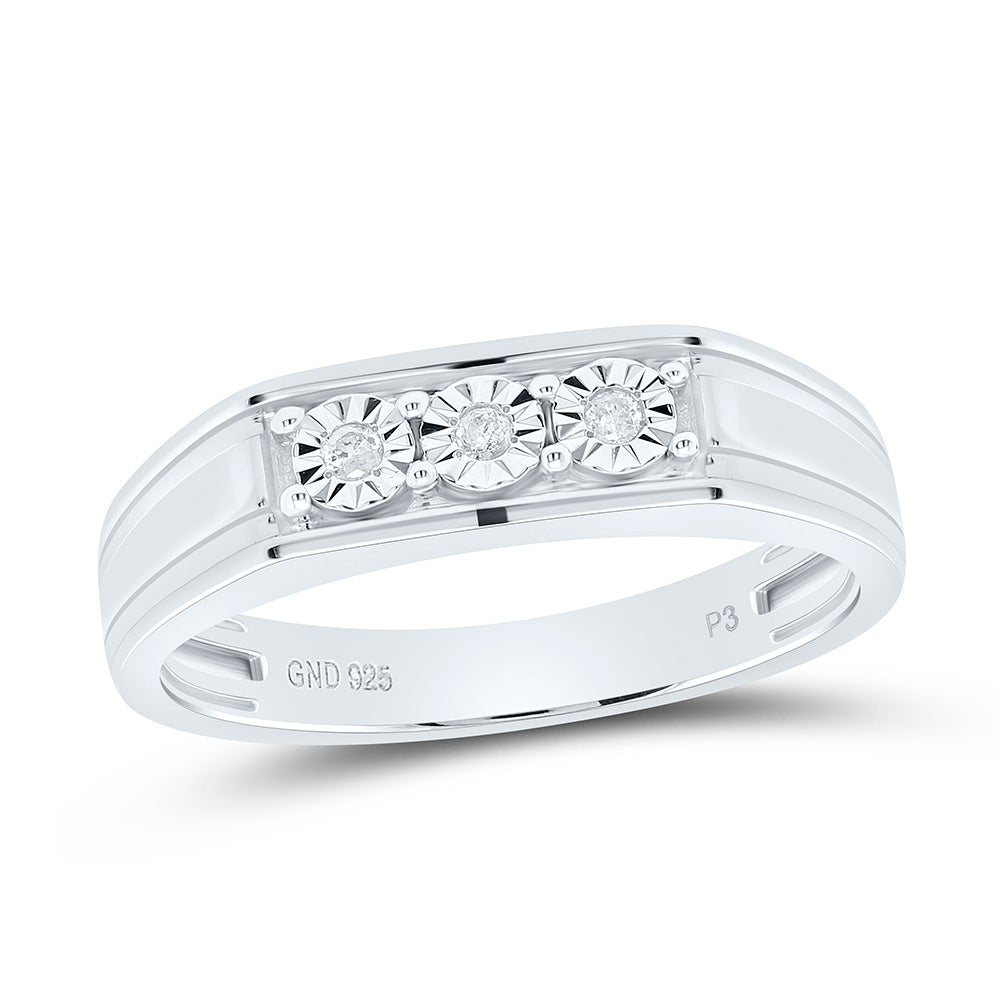 Sterling Silver Yellow-Tone or White-Tone 1/20 Ctw Natural Diamond Mens Band, Mens Size: 8-12