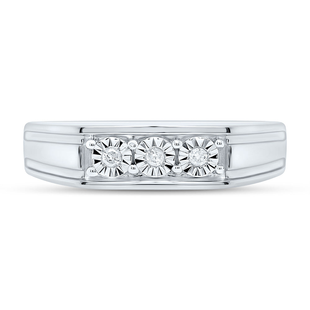 Sterling Silver Yellow-Tone or White-Tone 1/20 Ctw Natural Diamond Mens Band, Mens Size: 8-12