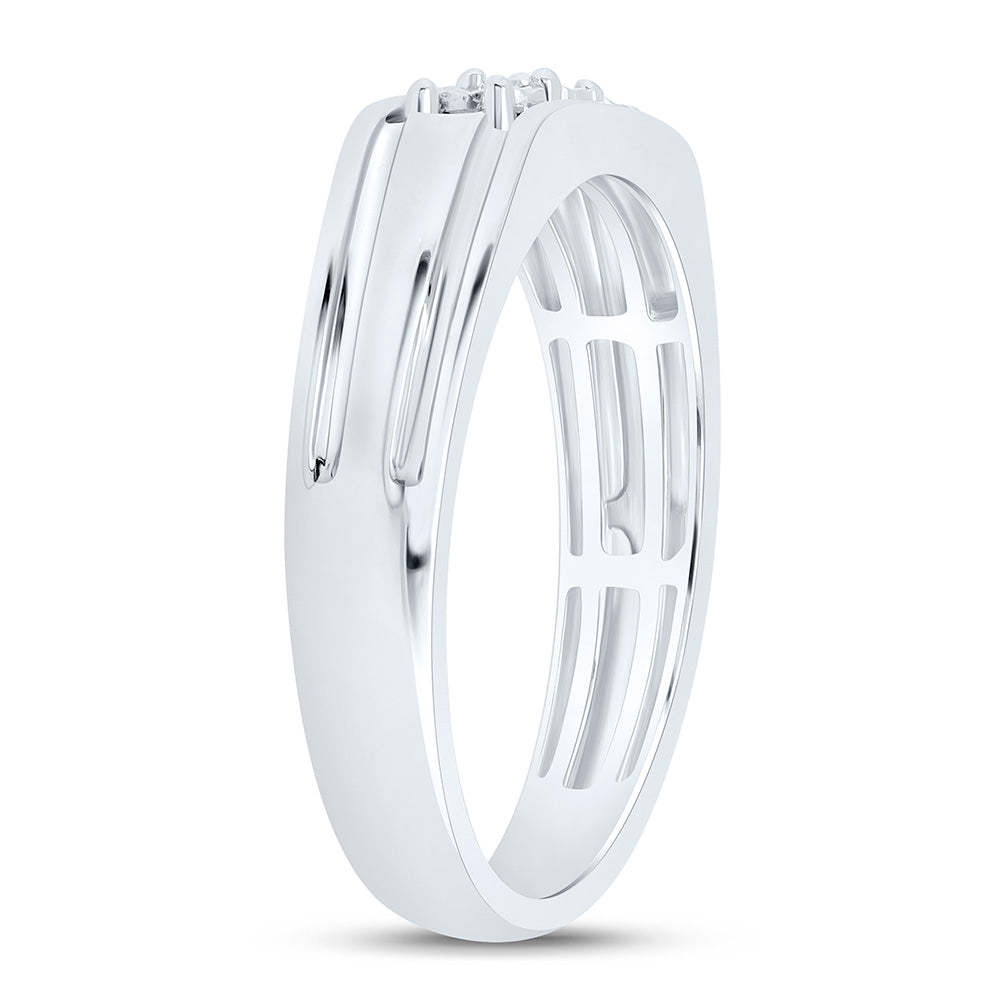 Sterling Silver Yellow-Tone or White-Tone 1/20 Ctw Natural Diamond Mens Band, Mens Size: 8-12