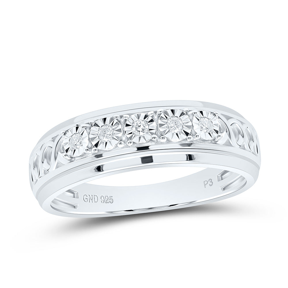 Sterling Silver 1/10Cttw Natural Diamond Gift Mens Band