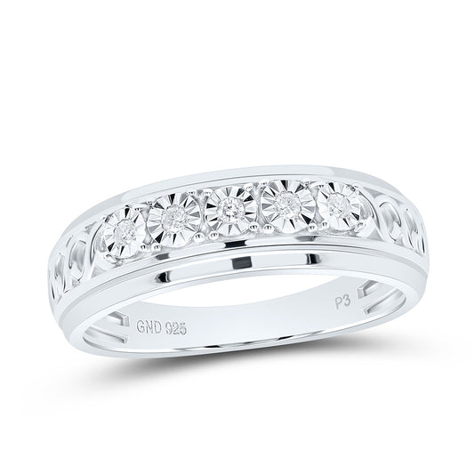 Sterling Silver 1/10Cttw Natural Diamond Gift Mens Band