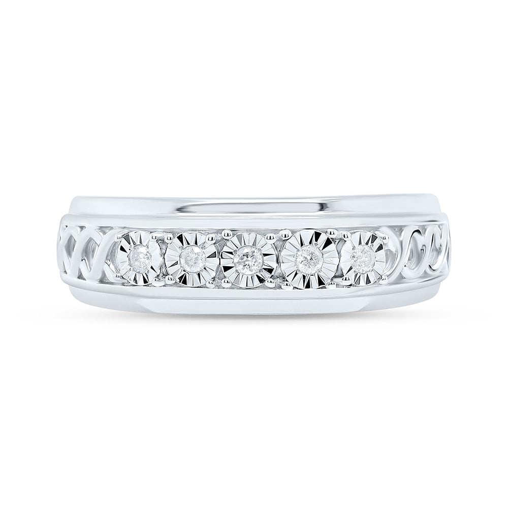 Sterling Silver 1/10Cttw Natural Diamond Gift Mens Band