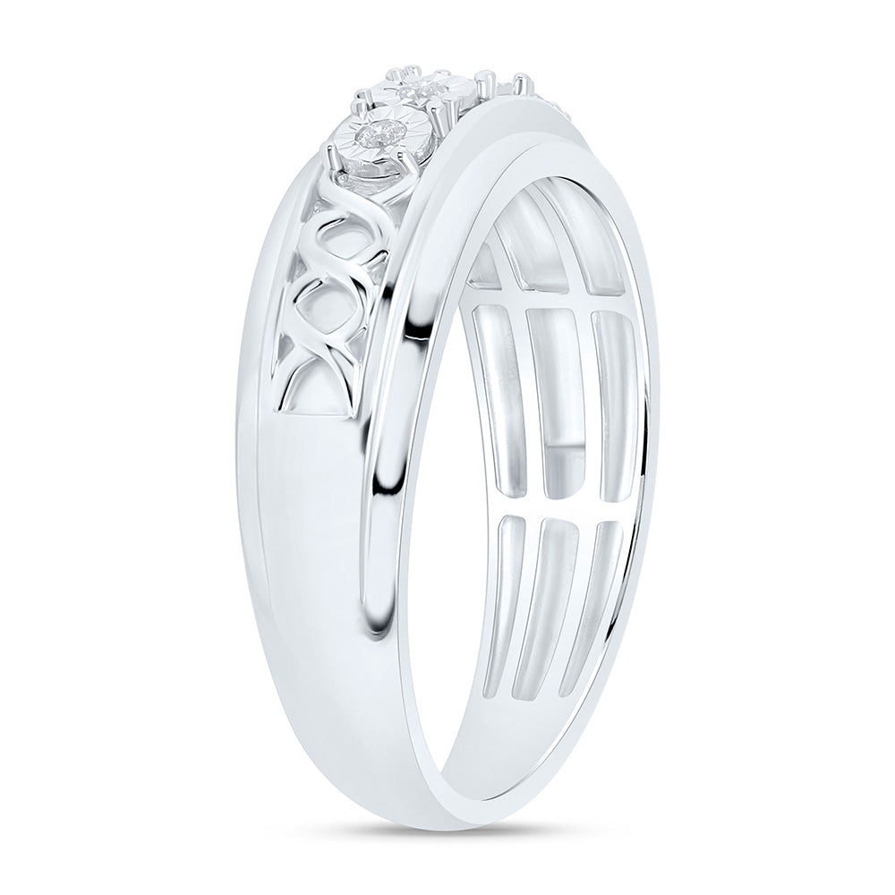 Sterling Silver 1/10Cttw Natural Diamond Gift Mens Band