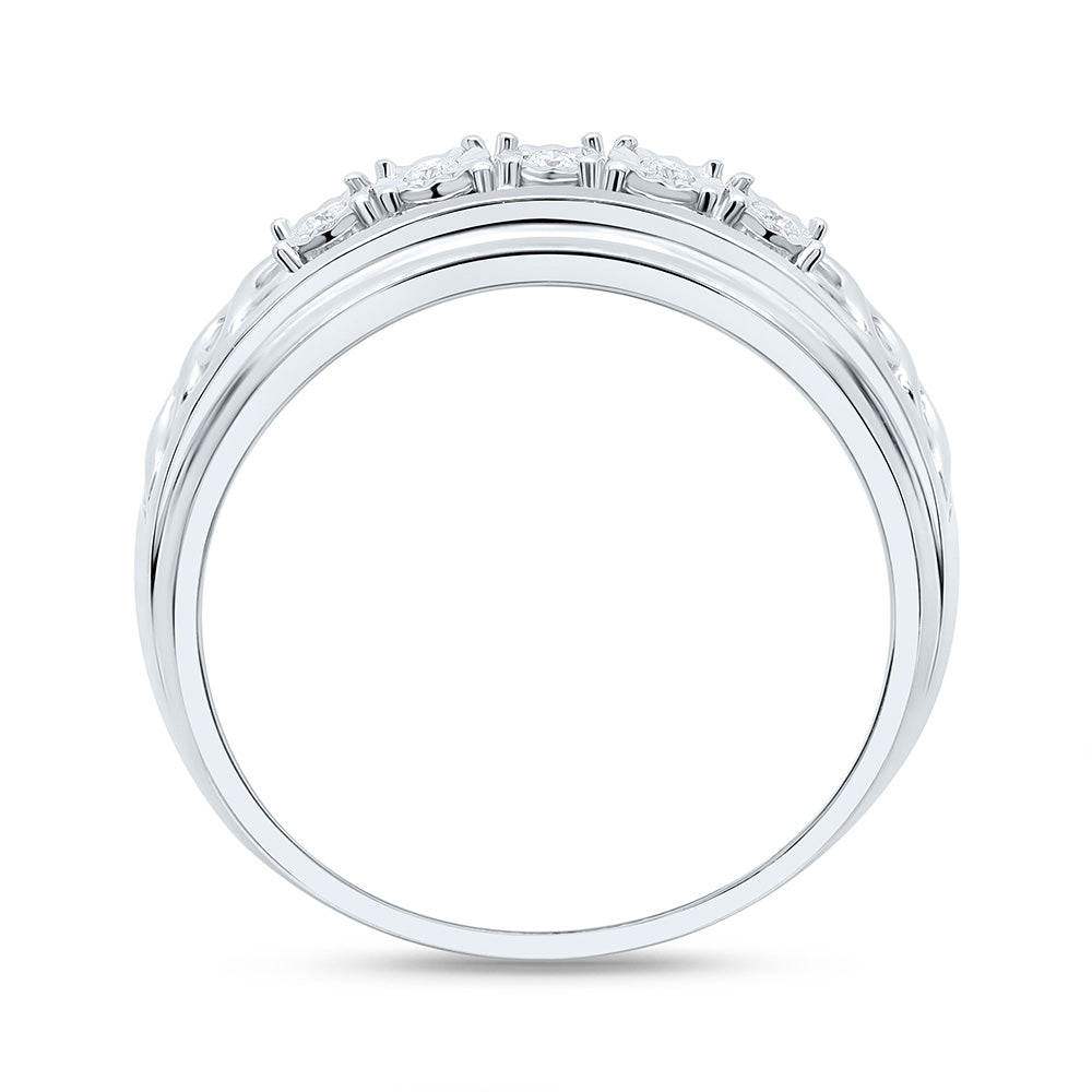Sterling Silver 1/10Cttw Natural Diamond Gift Mens Band