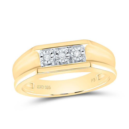 Sterling Silver Yellow-Tone or White-Tone 1/20 Ctw Natural Diamond Mens Band, Mens Size: 8-12