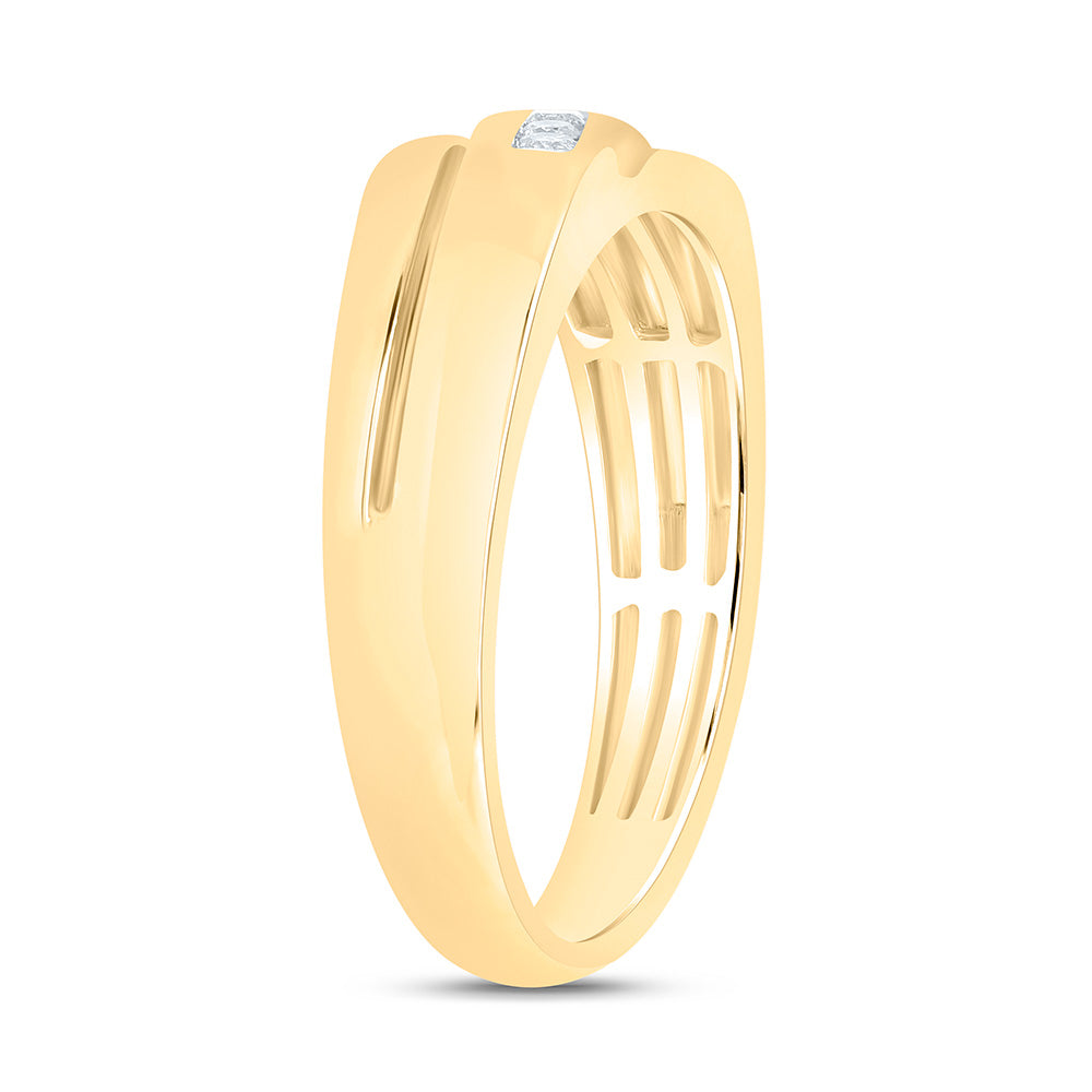 Sterling Silver Yellow-Tone or White-Tone 1/5 Ctw Natural Diamond Mens Band, Mens Size: 8-12