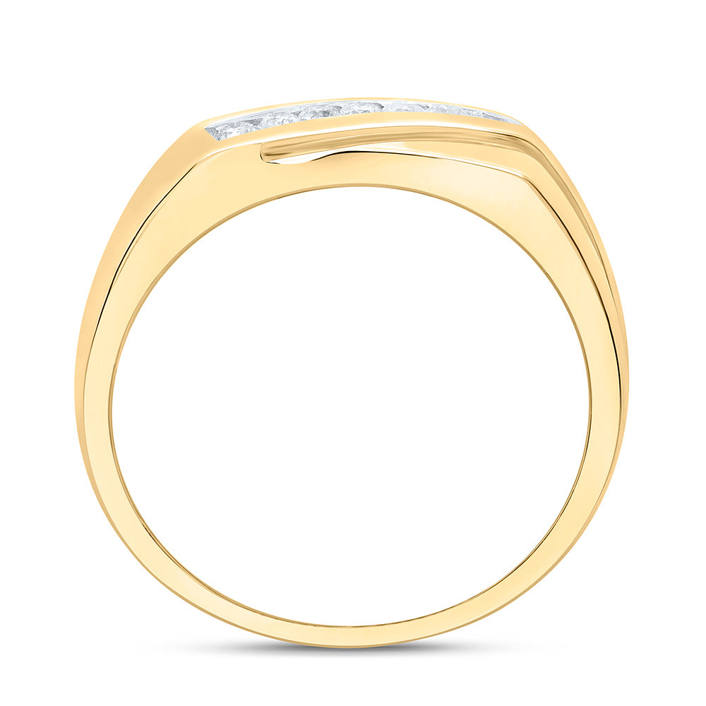 Sterling Silver Yellow-Tone or White-Tone 1/5 Ctw Natural Diamond Mens Band, Mens Size: 8-12