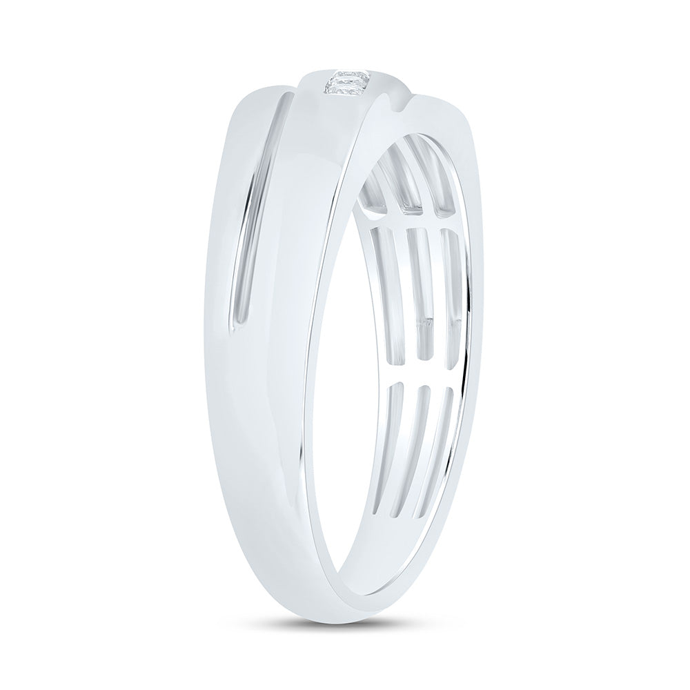 Sterling Silver Yellow-Tone or White-Tone 1/5 Ctw Natural Diamond Mens Band, Mens Size: 8-12