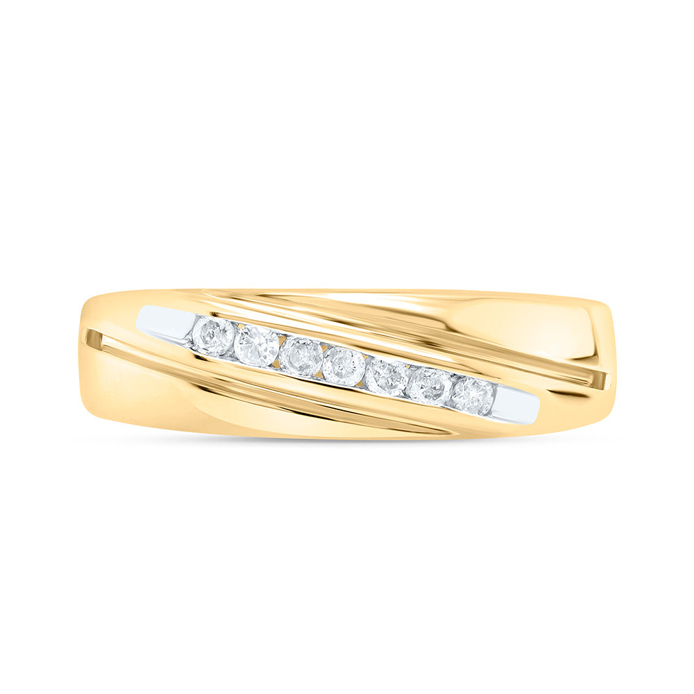 Sterling Silver Yellow-Tone or White-Tone 1/5 Ctw Natural Diamond Mens Band, Mens Size: 8-12