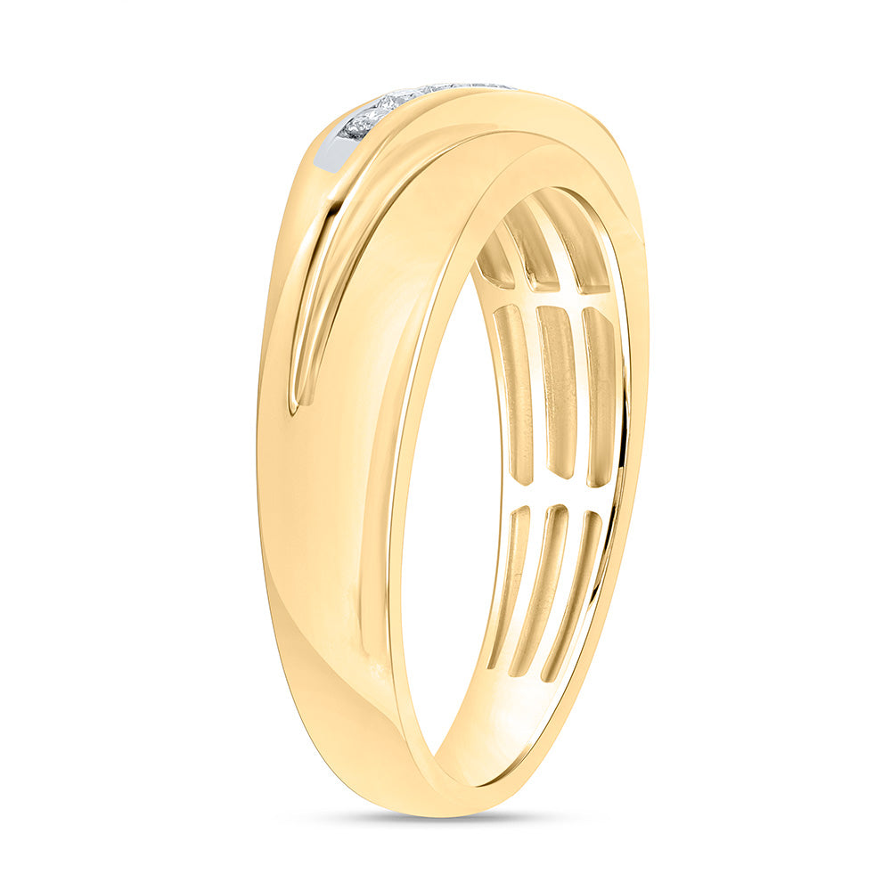 Sterling Silver Yellow-Tone or White-Tone 1/5 Ctw Natural Diamond Mens Band, Mens Size: 8-12