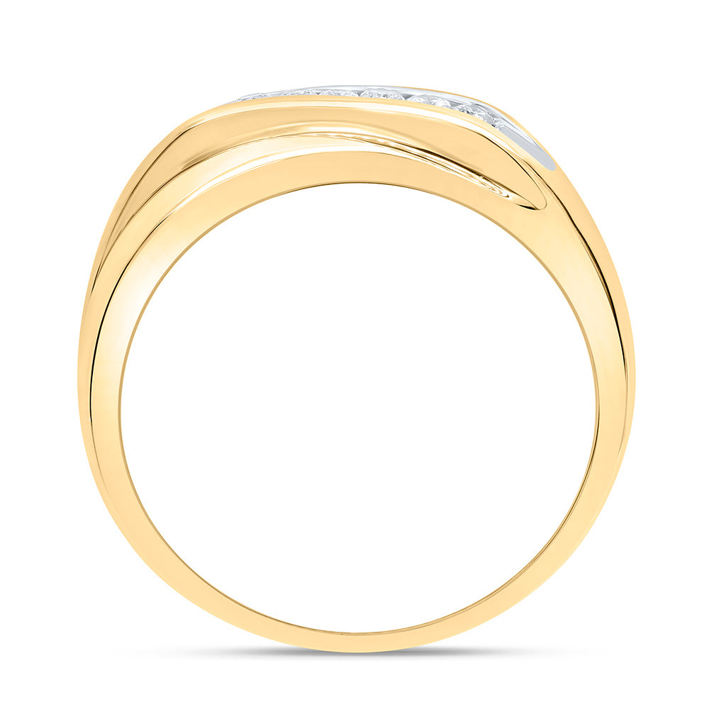 Sterling Silver Yellow-Tone or White-Tone 1/5 Ctw Natural Diamond Mens Band, Mens Size: 8-12