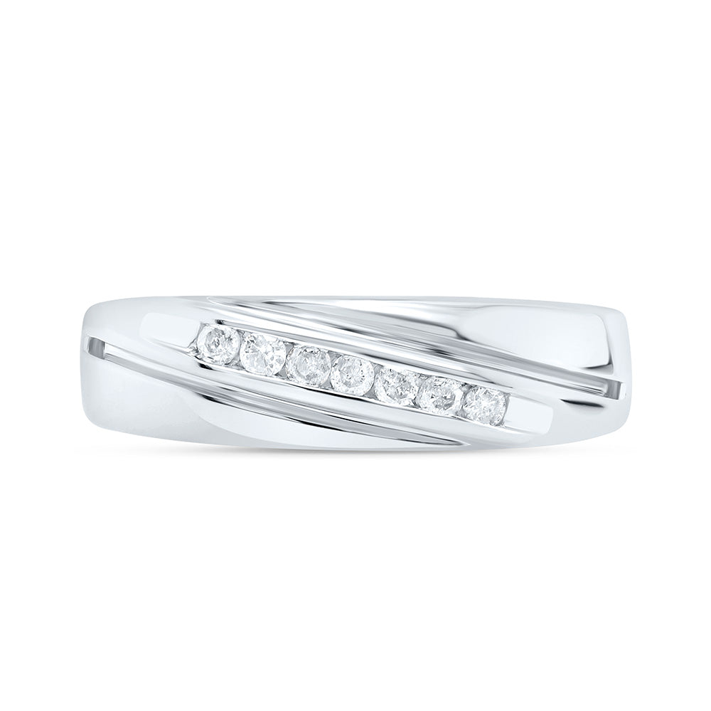 Sterling Silver Yellow-Tone or White-Tone 1/5 Ctw Natural Diamond Mens Band, Mens Size: 8-12