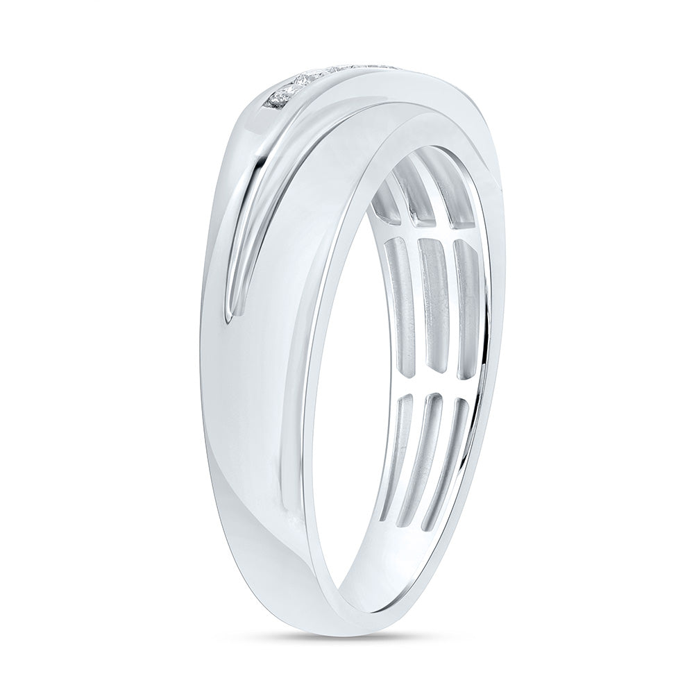 Sterling Silver Yellow-Tone or White-Tone 1/5 Ctw Natural Diamond Mens Band, Mens Size: 8-12
