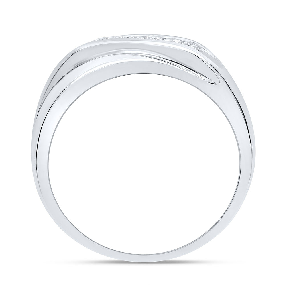 Sterling Silver Yellow-Tone or White-Tone 1/5 Ctw Natural Diamond Mens Band, Mens Size: 8-12