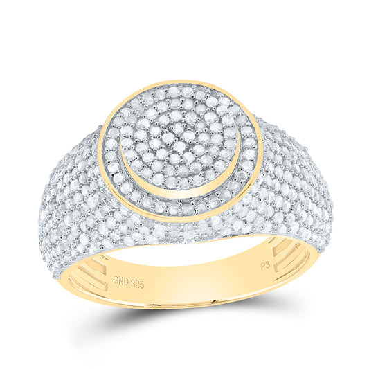 Sterling Silver Yellow-Tone or White-Tone 1 1/4 Ctw Natural Diamond Round Ladies Ring, Womens Size: 5-9