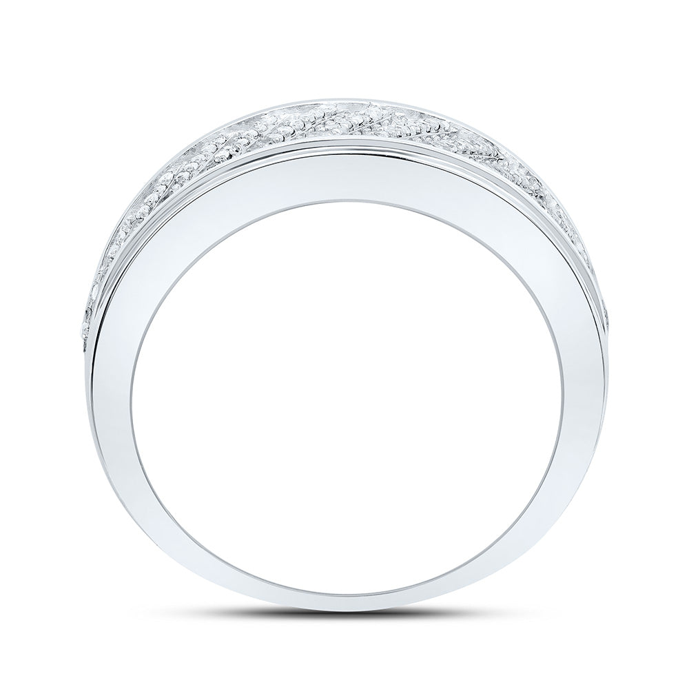 Sterling Silver White-Tone 1/3 Ctw Natural Diamond Mens Band, Mens Size: 8-12