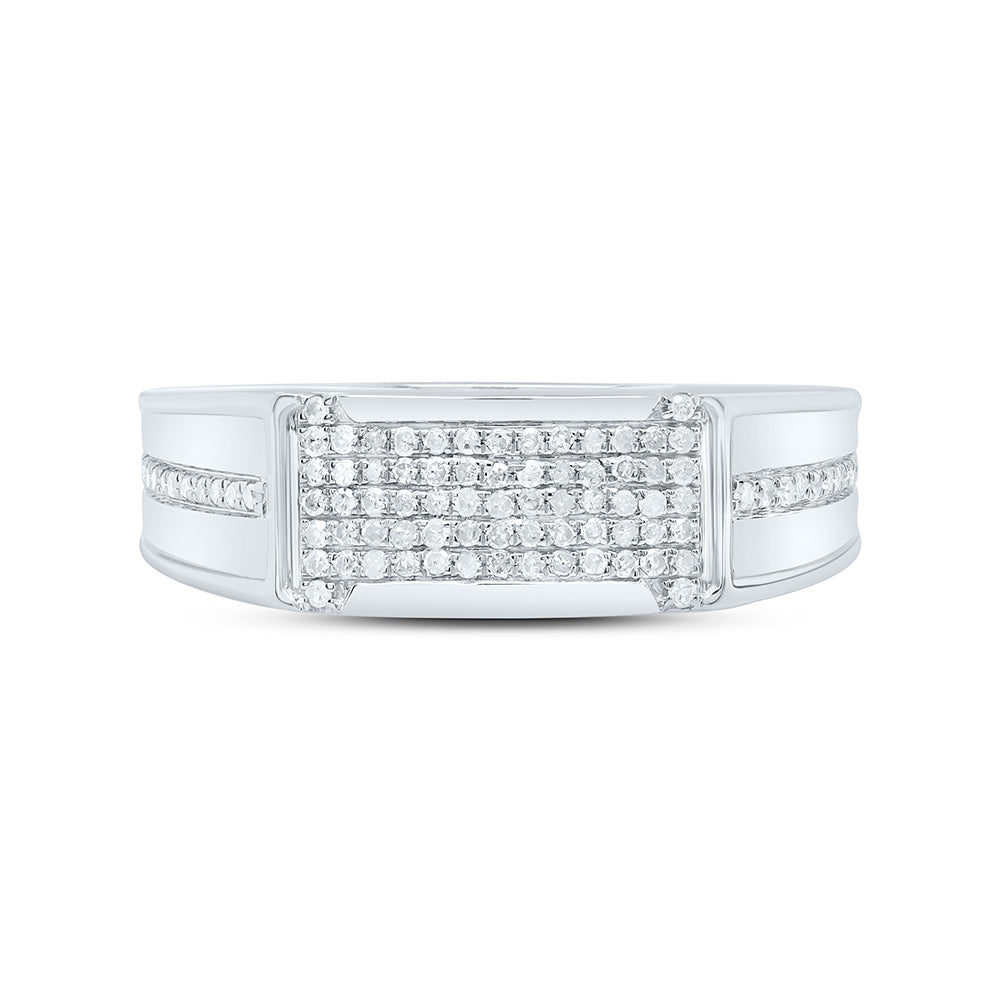 Sterling Silver White-Tone 1/3 Ctw Natural Diamond Mens Band, Mens Size: 8-12