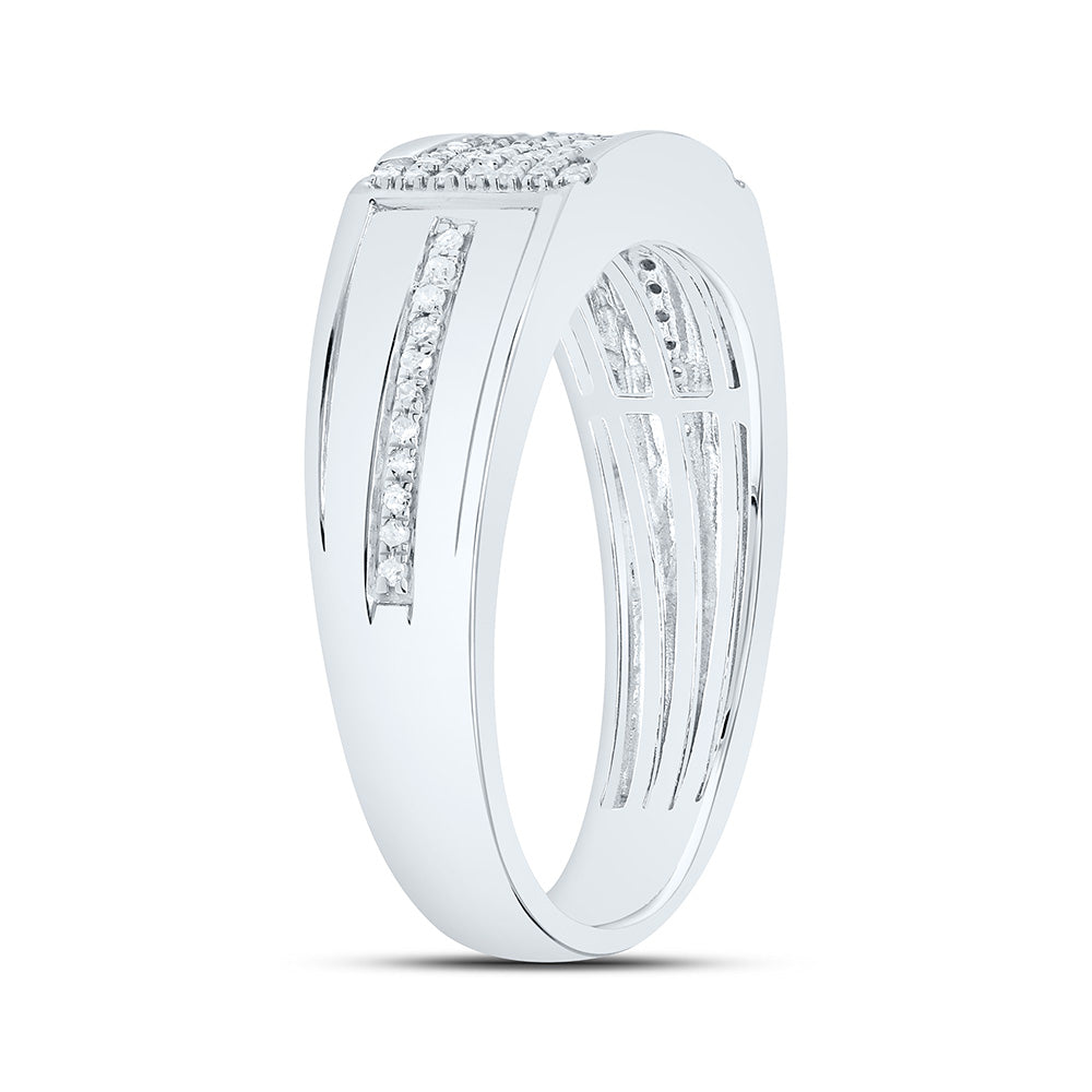 Sterling Silver White-Tone 1/3 Ctw Natural Diamond Mens Band, Mens Size: 8-12