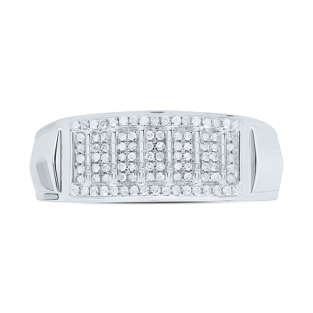 Sterling Silver White-Tone 1/3 Ctw Natural Diamond Mens Band, Mens Size: 8-12