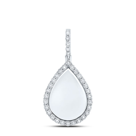 Sterling Silver White-Tone 1/8 Ctw Natural Diamond Pear Memory Pendant