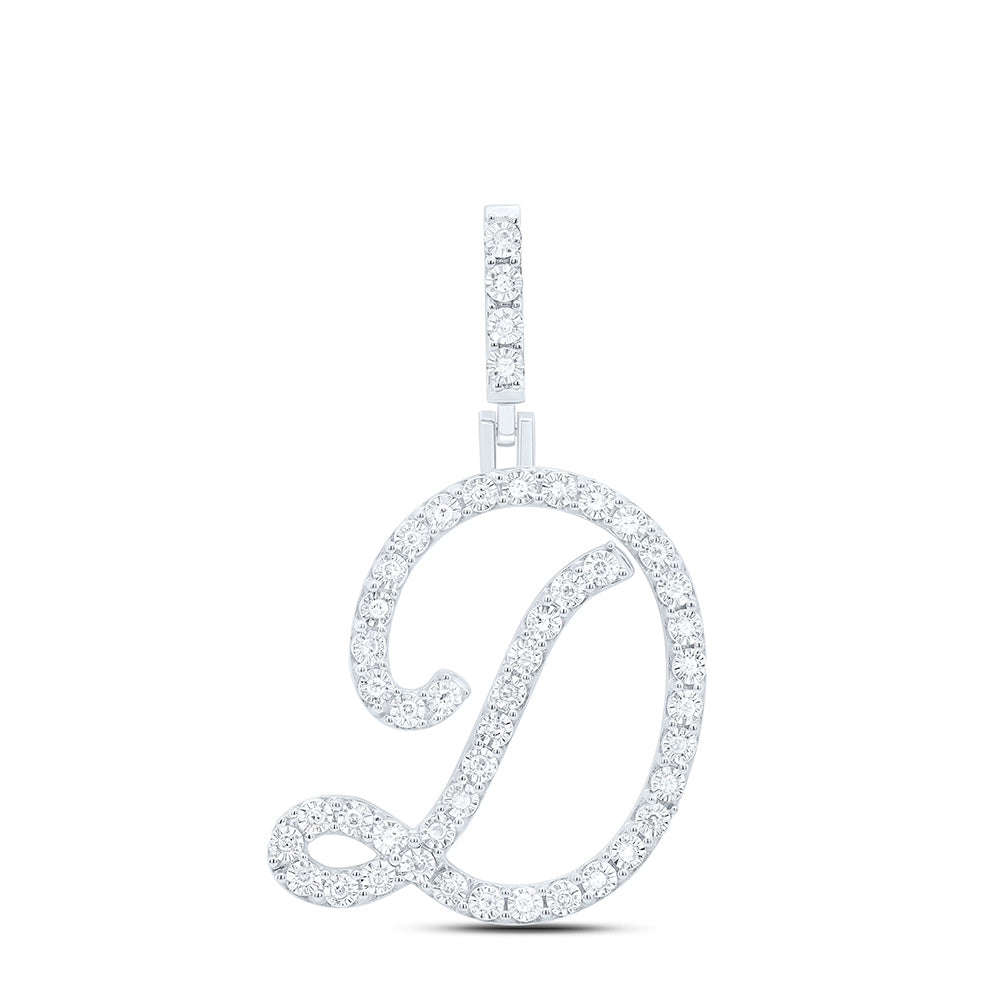 Sterling Silver Natural Diamond Initial Pendant