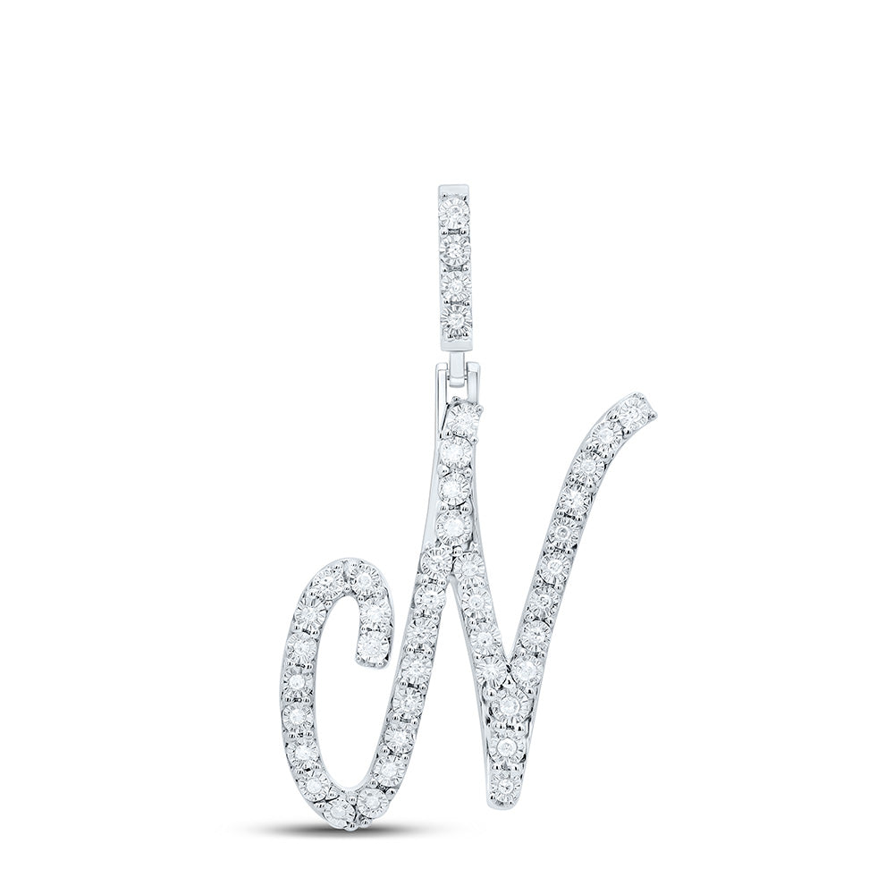 Sterling Silver Natural Diamond Initial Pendant