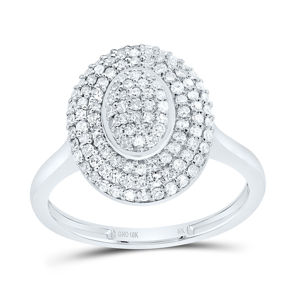 10K White Gold 1/2Cttw Natural Diamond Fashion Oval Ring