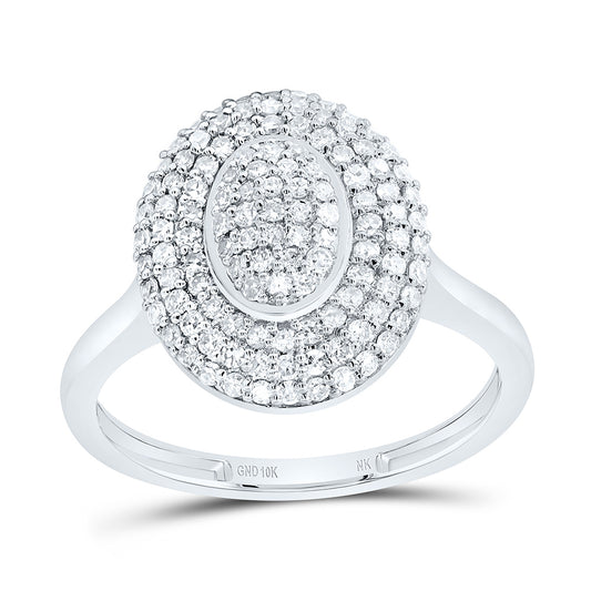 10K White Gold 1/2Cttw Natural Diamond Fashion Oval Ring