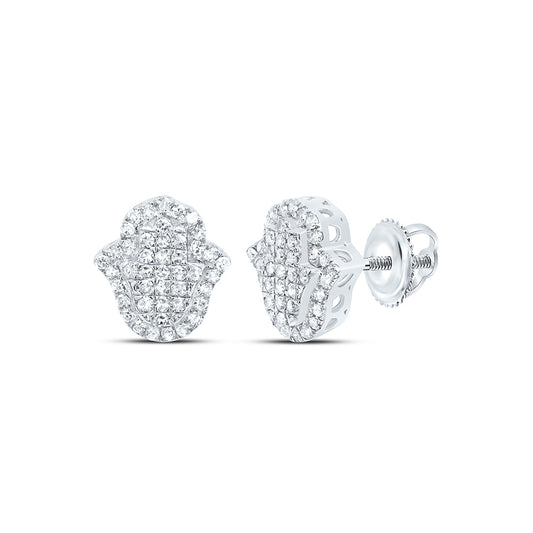 10K White Gold 1/3 Ctw Natural Diamond Fashion Hamsa Earring
