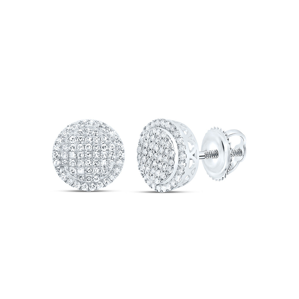 10K White Gold 1/2 Ctw Natural Diamond Fashion Round Earring