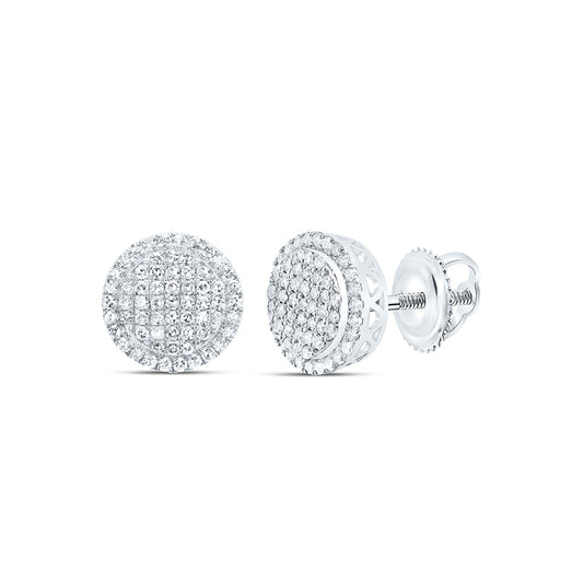 10K White Gold 1/2 Ctw Natural Diamond Fashion Round Earring