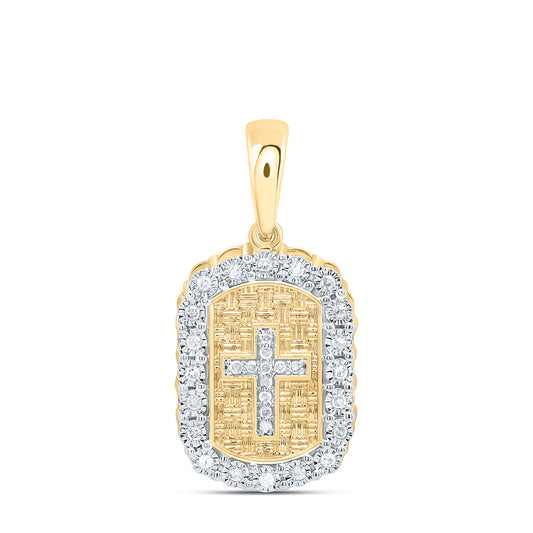 Sterling Silver Yellow-Tone or White-Tone 1/10 Ctw Natural Diamond Cross Pendant