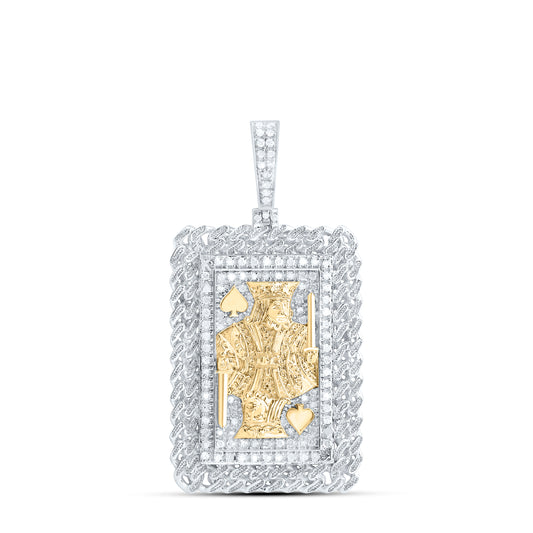 Sterling Silver 3/8 Cttw Natural Diamond Cuban King Mens Charm