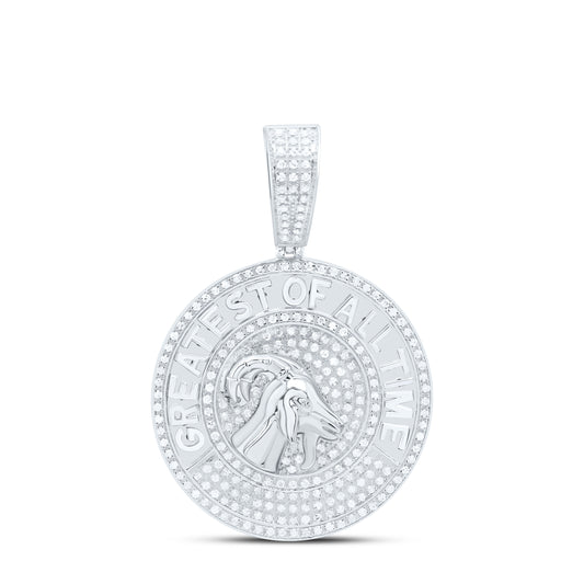 Sterling Silver White-Tone 1 Ctw Natural Diamond Goat Mens Charm