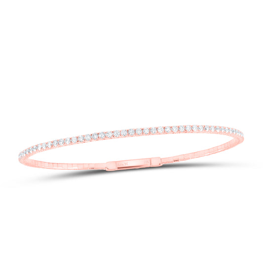 14K Rose Gold 1 5/8 Ctw Natural Diamond Fashion Flexible Bangle (60X50MM)