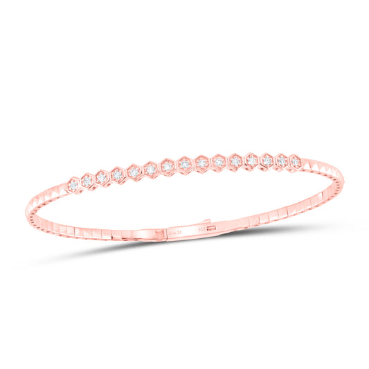 14K Rose Gold 1/5 Ctw Natural Diamond Fashion Flexible Bangle (60X50MM)