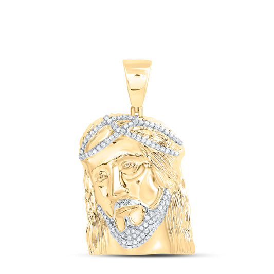 Sterling Silver Yellow-Tone or White-Tone 7/8 Ctw Natural Diamond Jesus Mens Charm
