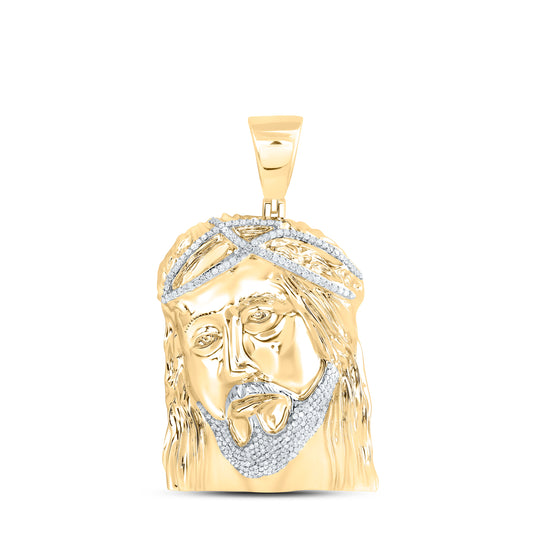 Sterling Silver Yellow-Tone or White-Tone 1 1/3 Ctw Natural Diamond Jesus Mens Charm