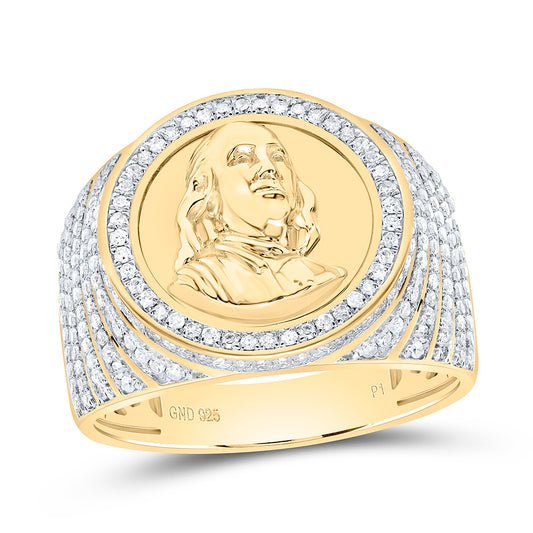 Sterling Silver 7/8Cttw Natural Diamond Gift Mens Ring