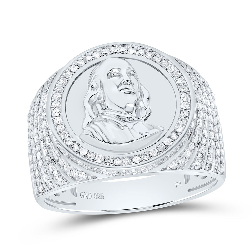 Sterling Silver 7/8Cttw Natural Diamond Gift Mens Ring