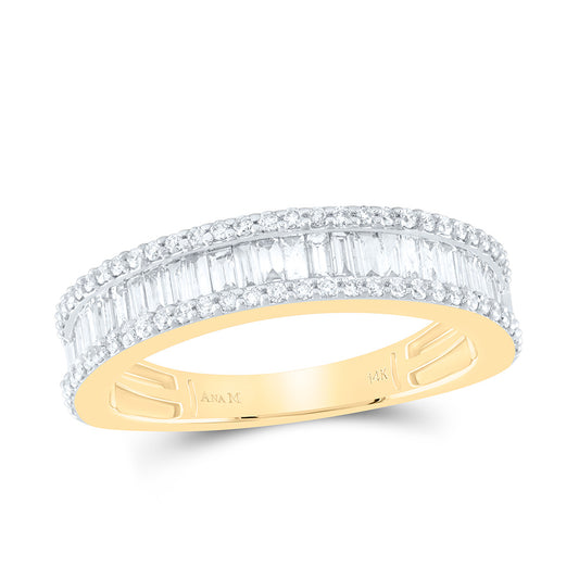 14K Yellow or White Gold 7/8 Ctw Natural Diamond Fashion Ladies Baguette Band, Womens Size: 5-9