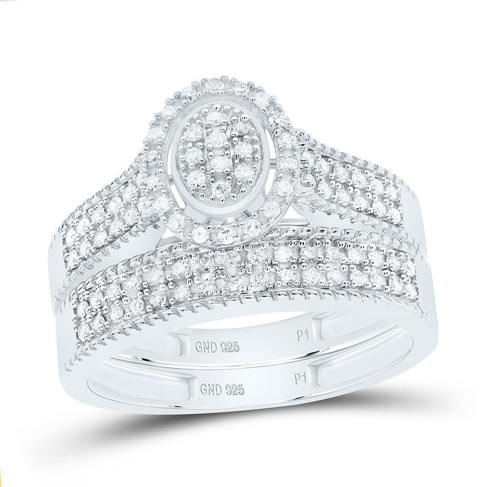 Sterling Silver 1/2Cttw Natural Diamond Gift Oval Trio Set