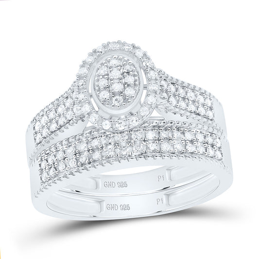 Sterling Silver 1/2Cttw Natural Diamond Gift Oval Trio Set