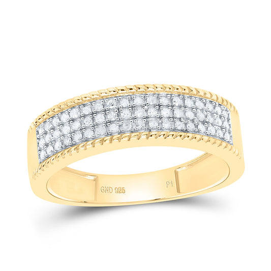 Sterling Silver Yellow-Tone or White-Tone 1/5 Ctw Natural Diamond Mens Band, Mens Size: 8-12