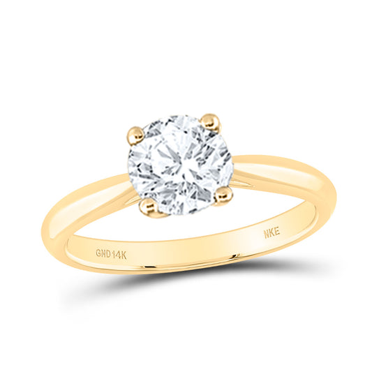 14K Yellow or White Gold 3/4 Ct Natural Diamond Round Solitaire Ring, Womens Size: 5-9