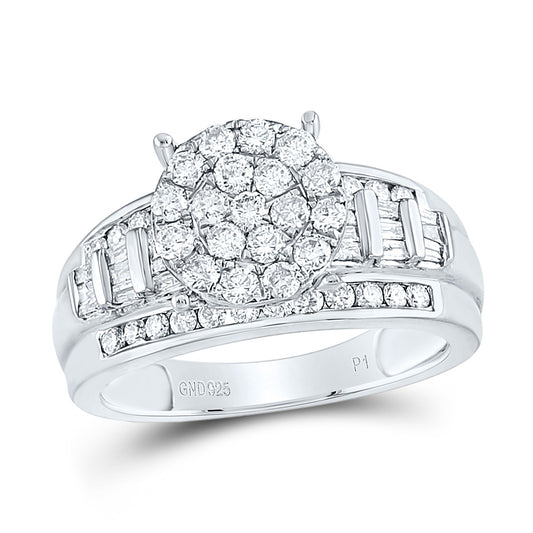Sterling Silver White-Tone 1 Ctw Natural Diamond Ring, Womens Size: 5-9
