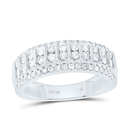 10K White Gold 1 Ctw Natural Diamond Mens Band, Mens Size: 8-12