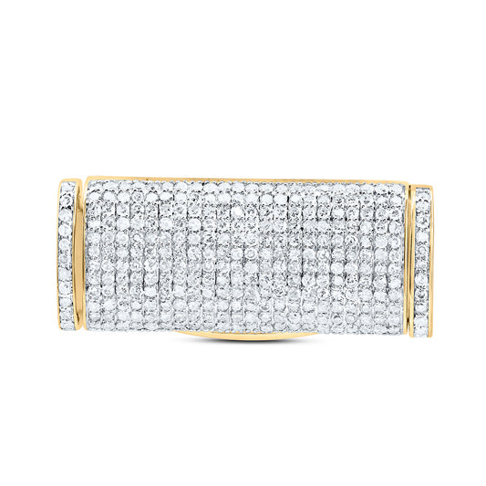 14K Yellow Gold 7/8 Ctw Natural Diamond (10MM) Cuban Lock Box