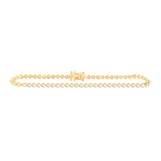 10K Yellow Gold 1 Ctw Natural Diamond Fashion Tennis Bracelet (7 Inch)