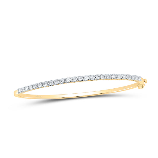 10K Yellow or White Gold 1/2 Ctw Natural Diamond Fashion Tennis Bangle (60X48)